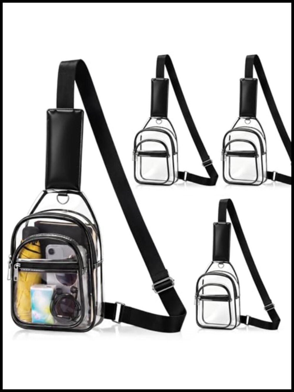 4 Pack Clear Crossbody Bags Stadium Approved PVC Concert Purse